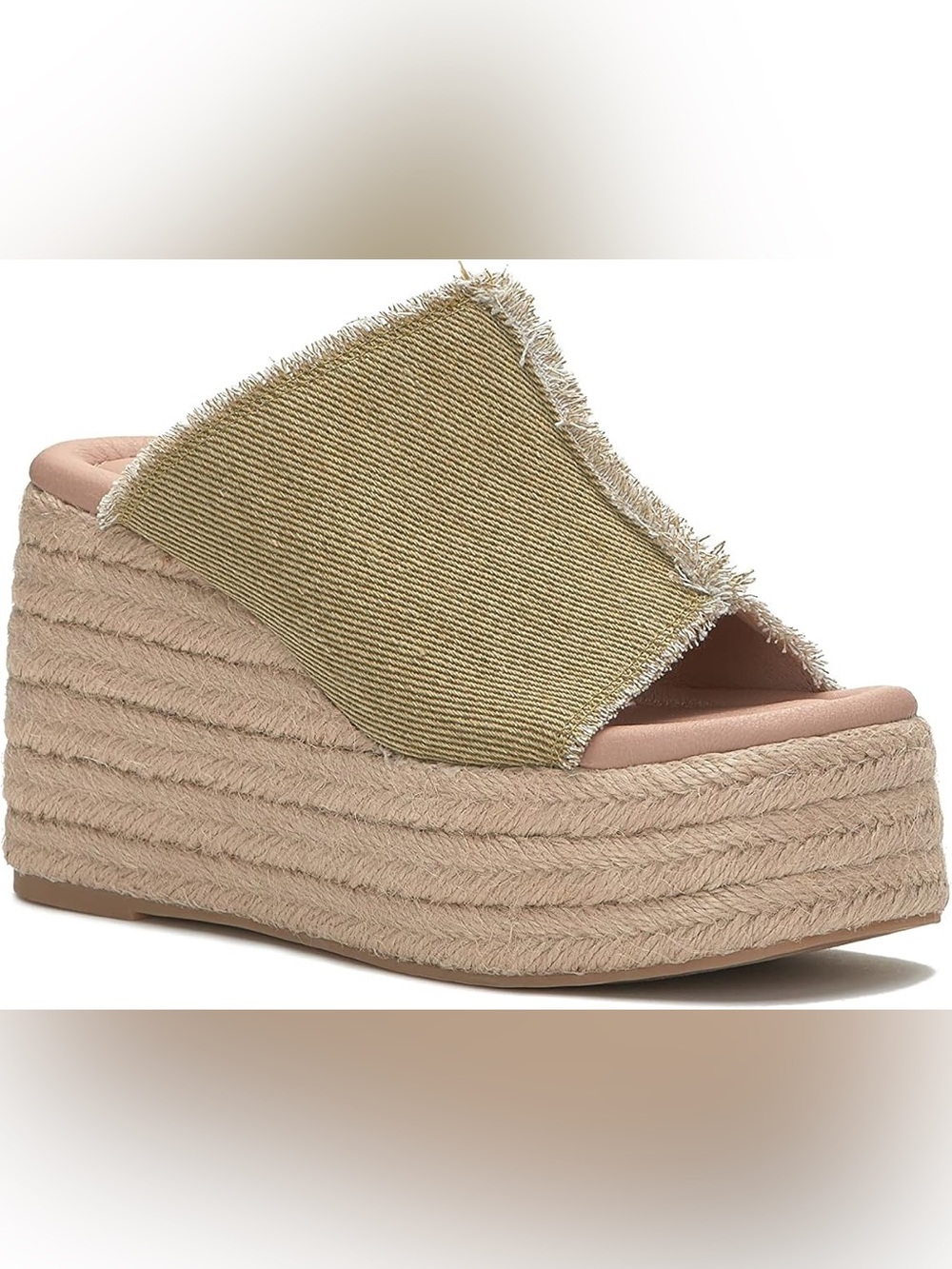 Lucky Brand Scippio Wedge Mule 8.5 Natural Washed Twill